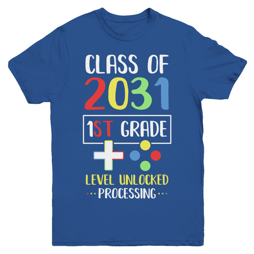 Class Of 2031 1st Grade Level Unlock Gaming Back Go School Youth Youth Shirt | Teecentury.com