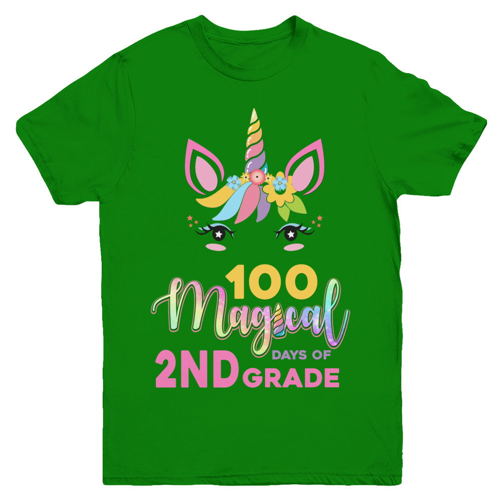100 Magical Days Of 2Nd Grade School Unicorn Girl Gift Youth Youth Shirt | Teecentury.com