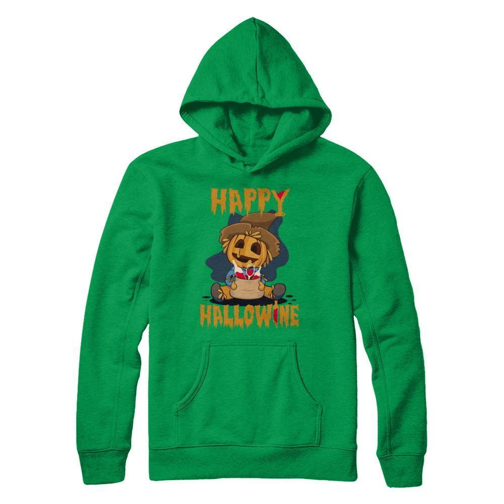 Halloween Happy Hallowine For Wine Straw Man Pumpkin T-Shirt & Sweatshirt | Teecentury.com