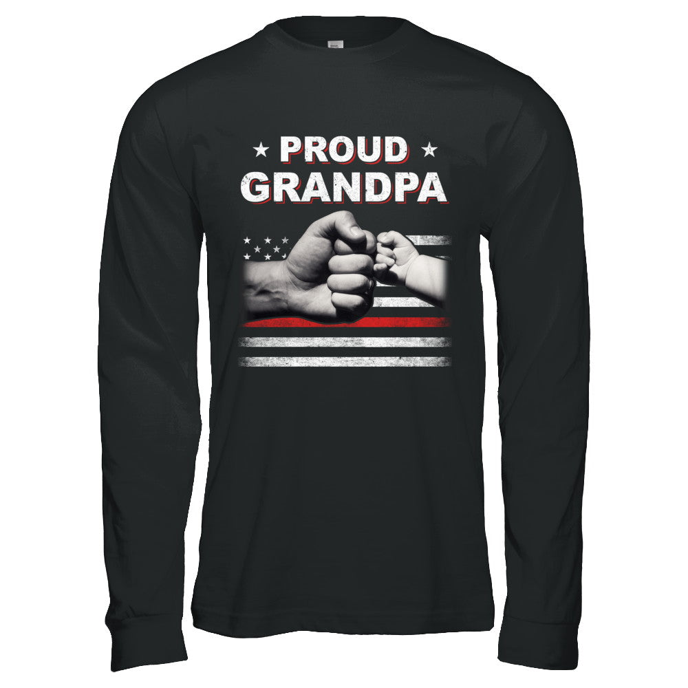 Proud Grandpa Fireman Firefighter Thin Red Line Flag Fathers Day T-Shirt & Hoodie | Teecentury.com