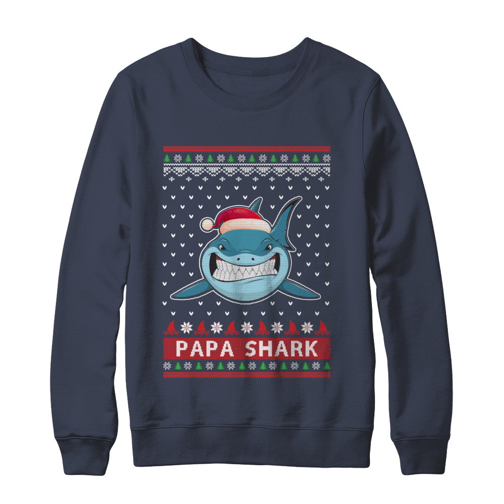 Santa Hat Papa Shark Ugly Christmas Sweater T-Shirt & Sweatshirt | Teecentury.com
