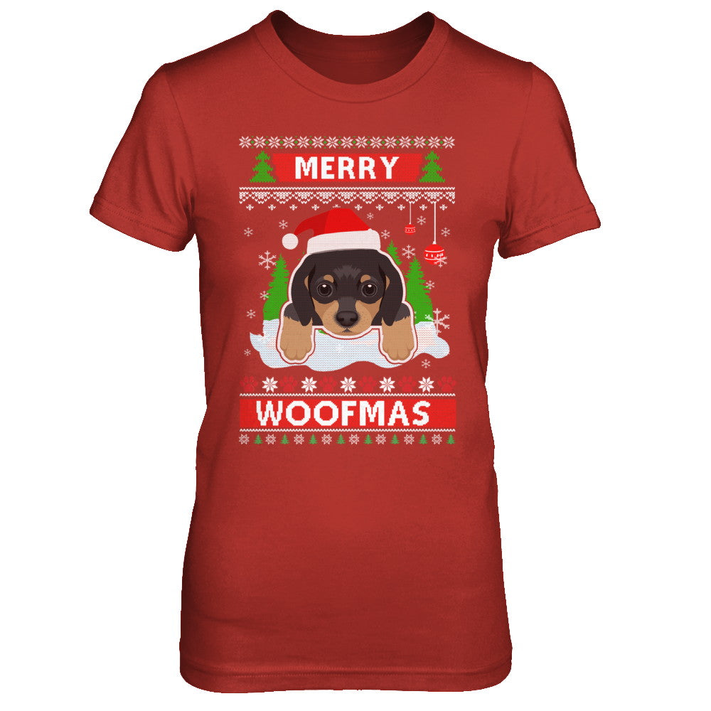 Dachshund Merry Woofmas Ugly Christmas Sweater T-Shirt & Sweatshirt | Teecentury.com