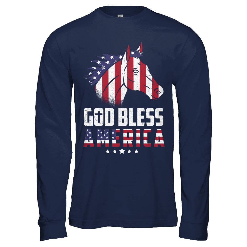 God Bless America Horse American Flag 4Th Of July T-Shirt & Hoodie | Teecentury.com