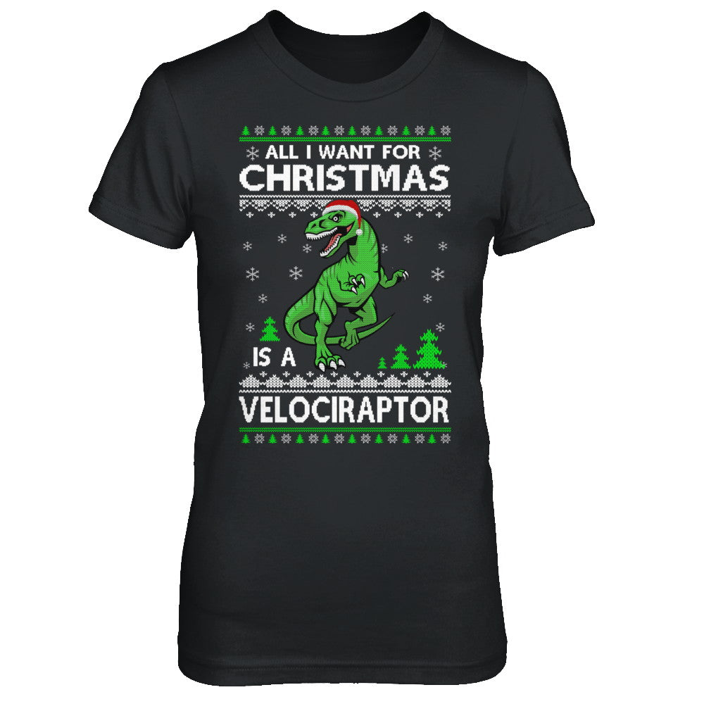 Funny Velociraptor Dinosaur Christmas Ugly Sweater T-Shirt & Sweatshirt | Teecentury.com