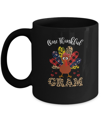 One Thankful Gram Leopard Turkey Thanksgiving Gift Mug Coffee Mug | Teecentury.com