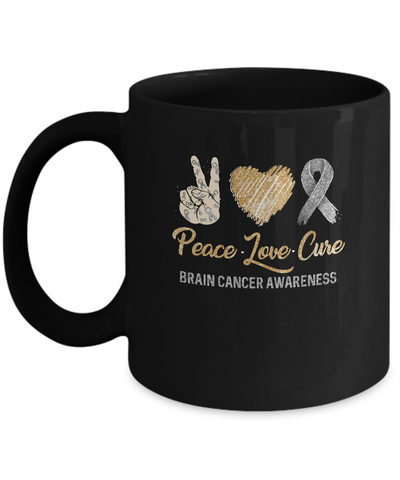 Peace Love Cure Brain Cancer Awareness Mug Coffee Mug | Teecentury.com