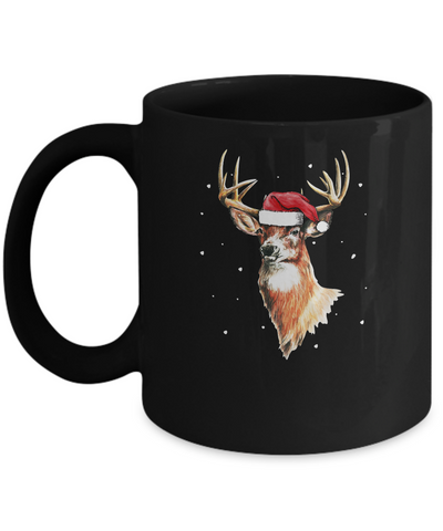Christmas Pajama Deer With Santa Hat Hunting Hunter Mug Coffee Mug | Teecentury.com