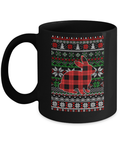 Rabbit Red Plaid Ugly Christmas Sweater Funny Gifts Mug Coffee Mug | Teecentury.com