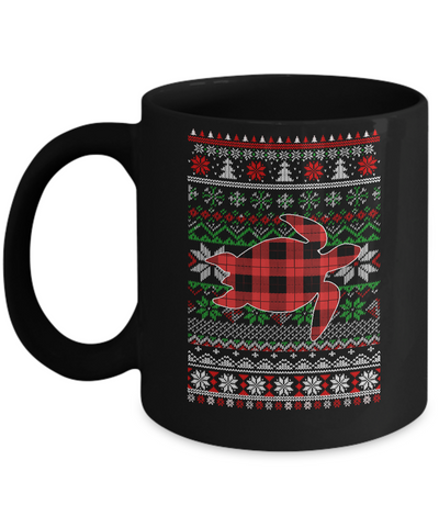 Turtle Red Plaid Ugly Christmas Sweater Funny Gifts Mug Coffee Mug | Teecentury.com
