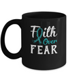 Ovarian Cancer Awareness Teal Ribbon Faith Over Fear Mug Coffee Mug | Teecentury.com