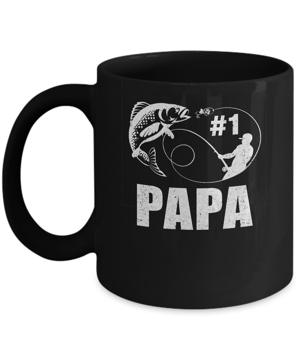 #1 Papa Fishing Fisherman Best Fathers Day Gift Mug Coffee Mug | Teecentury.com