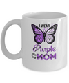 I Wear Purple For My Mom Butterfly Alzheimer's Awareness Mug Coffee Mug | Teecentury.com