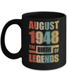 Vintage Retro August 1948 Birth Of Legends 74th Birthday Mug Coffee Mug | Teecentury.com