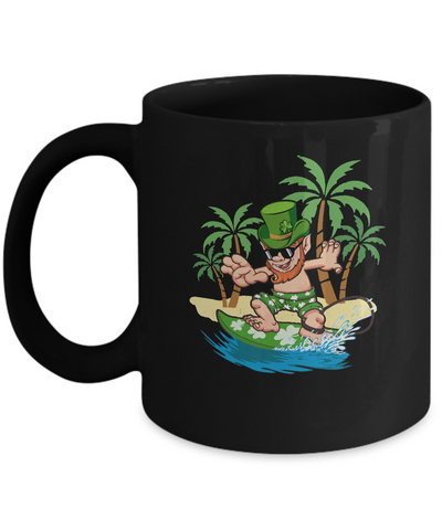 St Patricks Day Hawaiian Leprechaun Surfing Mug Coffee Mug | Teecentury.com