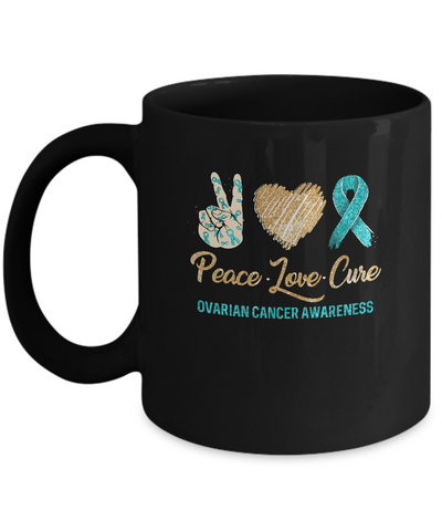 Peace Love Cure Ovarian Cancer Awareness Mug Coffee Mug | Teecentury.com
