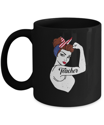 Teacher Vet Strong Woman American Flag Nursing 4Th Of July Mug Coffee Mug | Teecentury.com