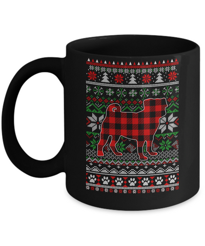 Pug Red Plaid Ugly Christmas Sweater Gifts Mug Coffee Mug | Teecentury.com