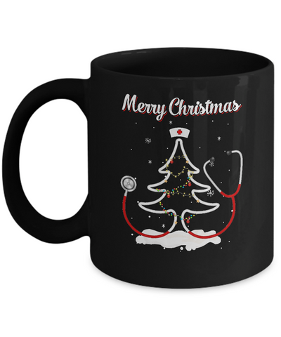 Merry Christmas Stethoscope Nurse Christmas Tree Xmas Mug Coffee Mug | Teecentury.com