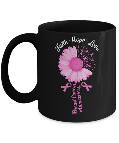 Faith Hope Love Pink Ribbon Breast Cancer Awareness Mug Coffee Mug | Teecentury.com