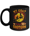 My Goat Rides Shotgun Halloween Goat Mug Coffee Mug | Teecentury.com
