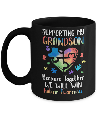 Supporting My Grandson Puzzle Autism Awareness Month Mug Coffee Mug | Teecentury.com