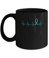 Ovarian Cancer Awareness Teal Ribbon Heartbeat Mug Coffee Mug | Teecentury.com