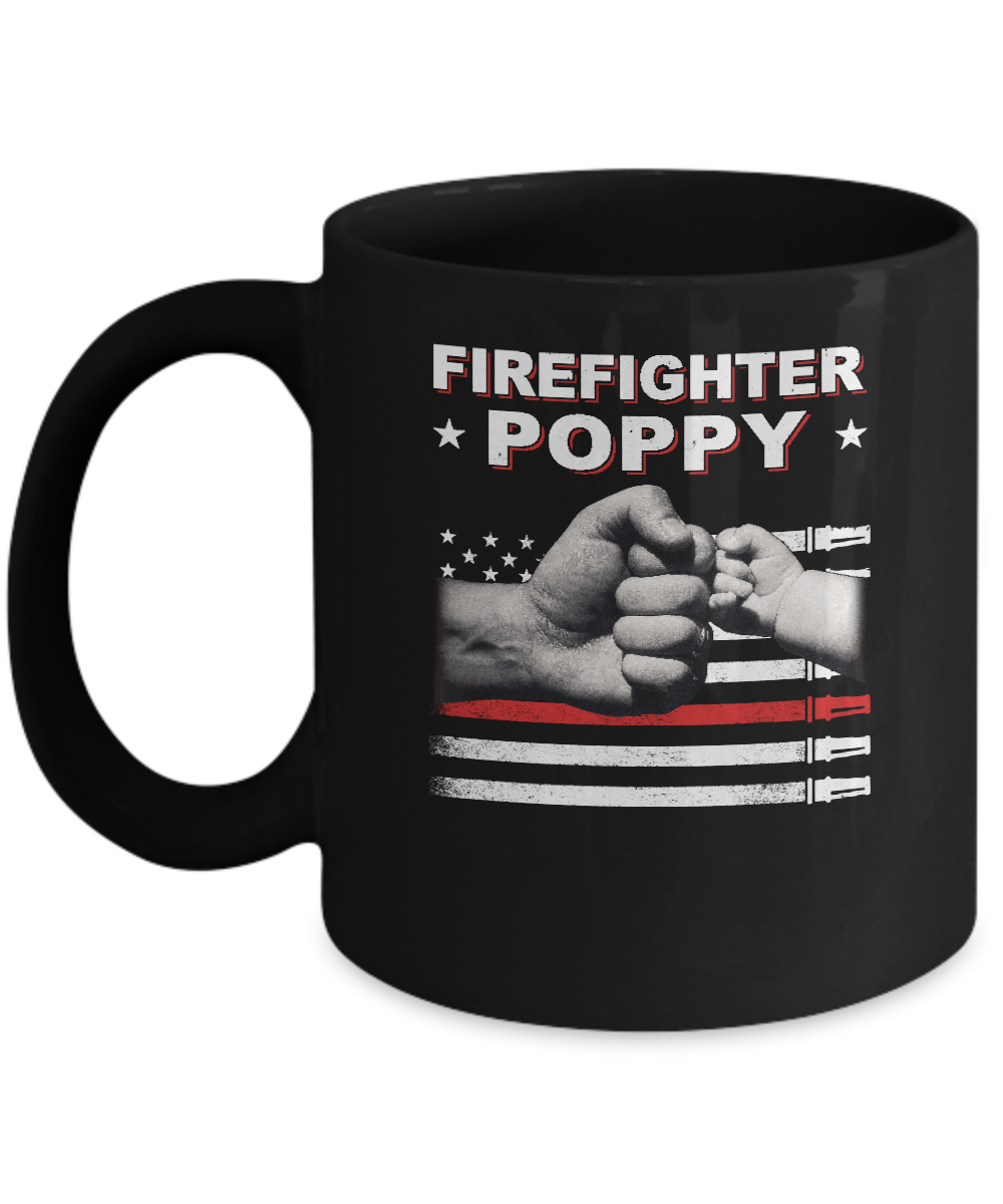 Firefighter Fireman Poppy American Flag Fathers Day Mug Coffee Mug | Teecentury.com