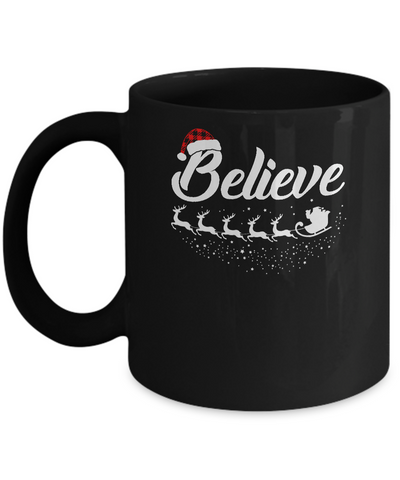 Believe Christmas Gifts Santa Hat Buffalo Plaid Mug Coffee Mug | Teecentury.com