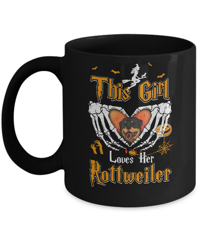 This Girl Love Her Dog Rottweiler Halloween Mug Coffee Mug | Teecentury.com
