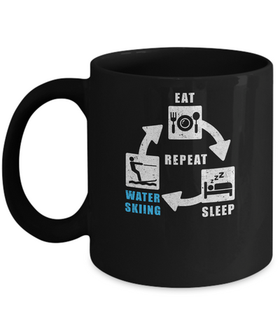 Eat Sleep Water Skiing Repeat Funny Lake Sports Mug Coffee Mug | Teecentury.com