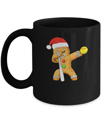 Dabbing Gingerbread Santa Softball Christmas Pajama Gifts Mug Coffee Mug | Teecentury.com