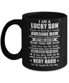 I Am A Lucky Son I'm Raised By A Freaking Awesome Mom Mug Coffee Mug | Teecentury.com