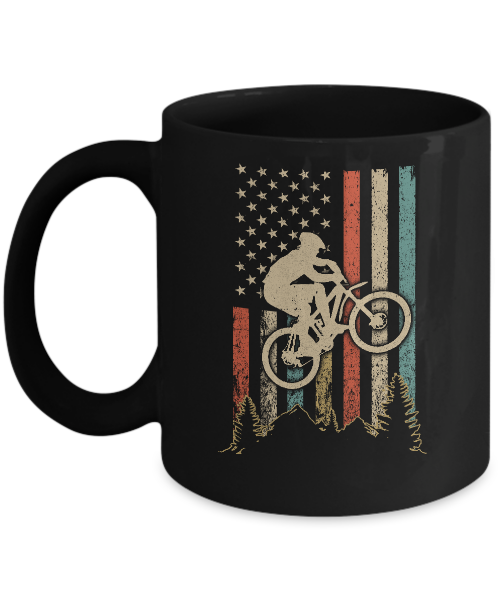 Vintage Mountain Bike US FLag Retro Biking Style MTB Mug Coffee Mug | Teecentury.com