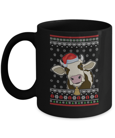 Pajamas Cow With Santa Hat Ugly Christmas Sweater Mug Coffee Mug | Teecentury.com