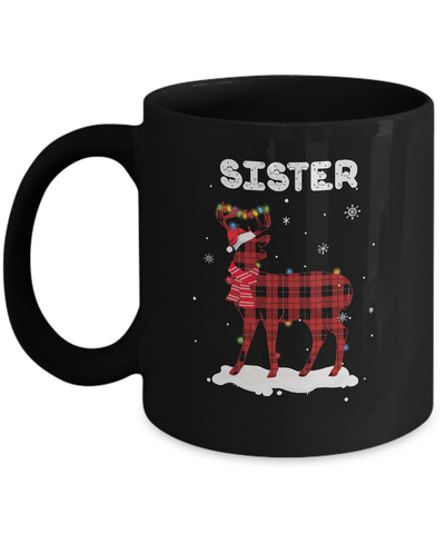 Sister Deer Red Plaid Christmas Family Matching Pajamas Mug Coffee Mug | Teecentury.com