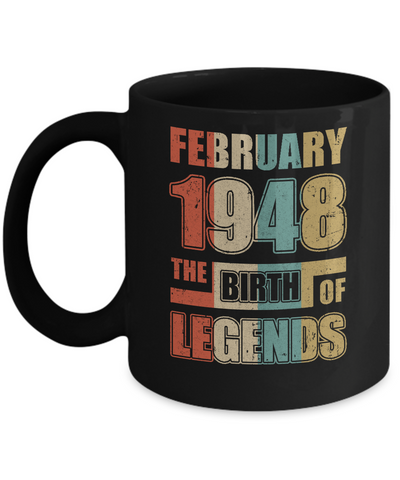 Vintage Retro February 1948 Birth Of Legends 74th Birthday Mug Coffee Mug | Teecentury.com