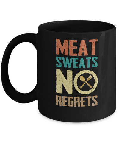 Vintage Retro Meat Sweats No Regrets Funny BBQ Mug Coffee Mug | Teecentury.com