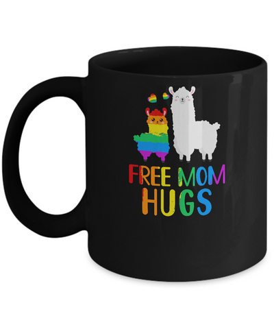 Free Mom Hugs Llama Rainbow Heart LGBT Pride Month Mug Coffee Mug | Teecentury.com