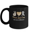 Peace Love Cure Lung Cancer Awareness Mug Coffee Mug | Teecentury.com