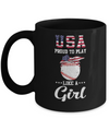 Usa Proud To Play Like A Girl Baseball Mug Coffee Mug | Teecentury.com