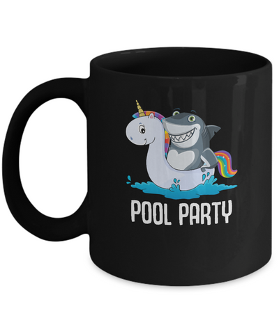 Pool Party Unicorn Float Funny Shark Mug Coffee Mug | Teecentury.com