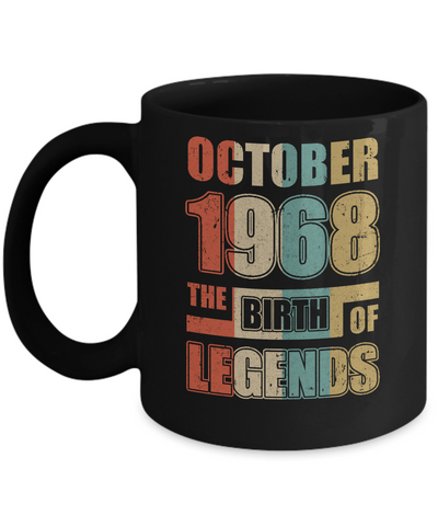 Vintage Retro October 1968 Birth Of Legends 54th Birthday Mug Coffee Mug | Teecentury.com