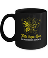 Faith Hope Love Gold Butterfly Childhood Cancer Awareness Mug Coffee Mug | Teecentury.com
