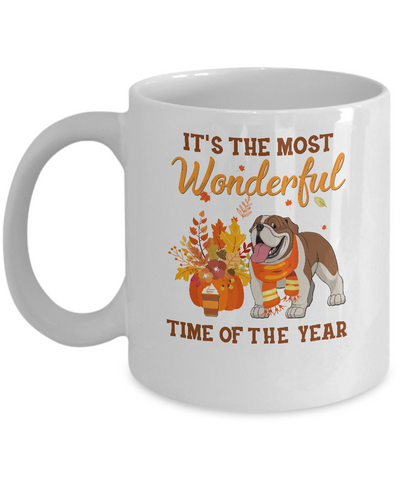Bulldog Autumn It's The Most Wonderful Time Of The Year Mug Coffee Mug | Teecentury.com