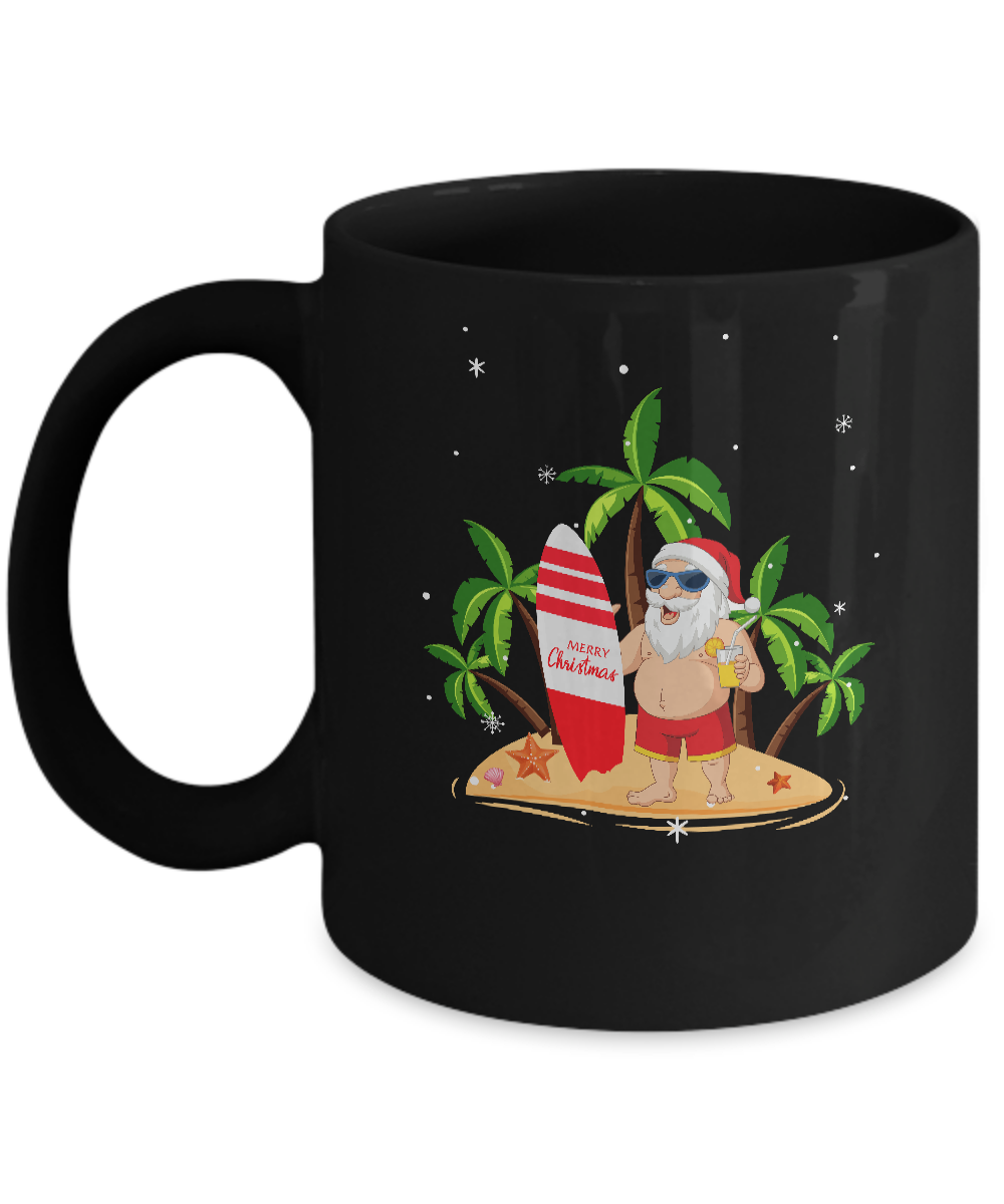 Merry Christmas In July Santa Hawaiian Surfing Summer Mug Coffee Mug | Teecentury.com