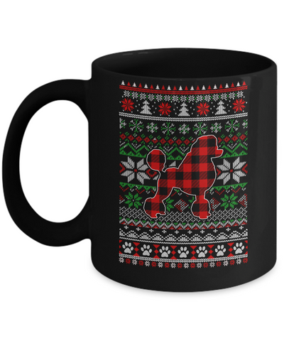 Poodle Red Plaid Ugly Christmas Sweater Gifts Mug Coffee Mug | Teecentury.com