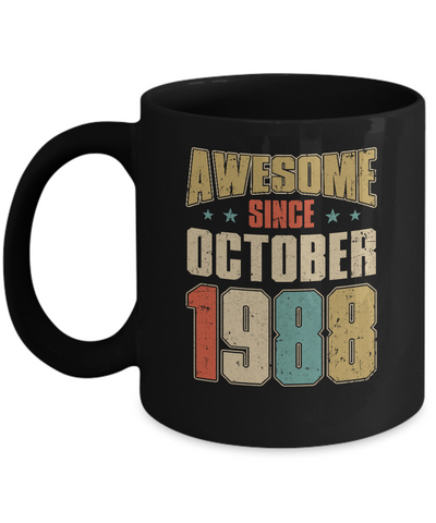 Vintage Retro Awesome Since October 1988 34th Birthday Mug Coffee Mug | Teecentury.com