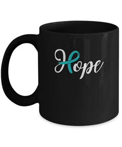 Ovarian Cancer Awareness Teal Ribbon Hope Mug Coffee Mug | Teecentury.com