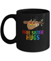 Free Sister Hugs Sloth Rainbow Heart LGBT Pride Month Mug Coffee Mug | Teecentury.com