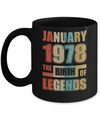 Vintage Retro January 1978 Birth Of Legends 44th Birthday Mug Coffee Mug | Teecentury.com